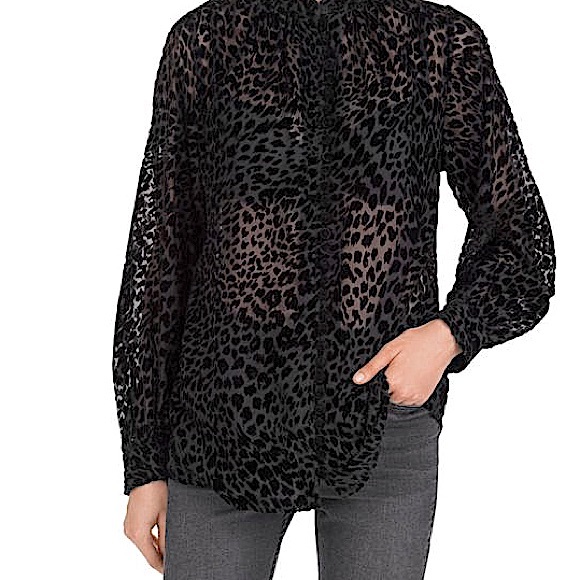 Vintage Silk Cheetah Button Down Blouse main image 0